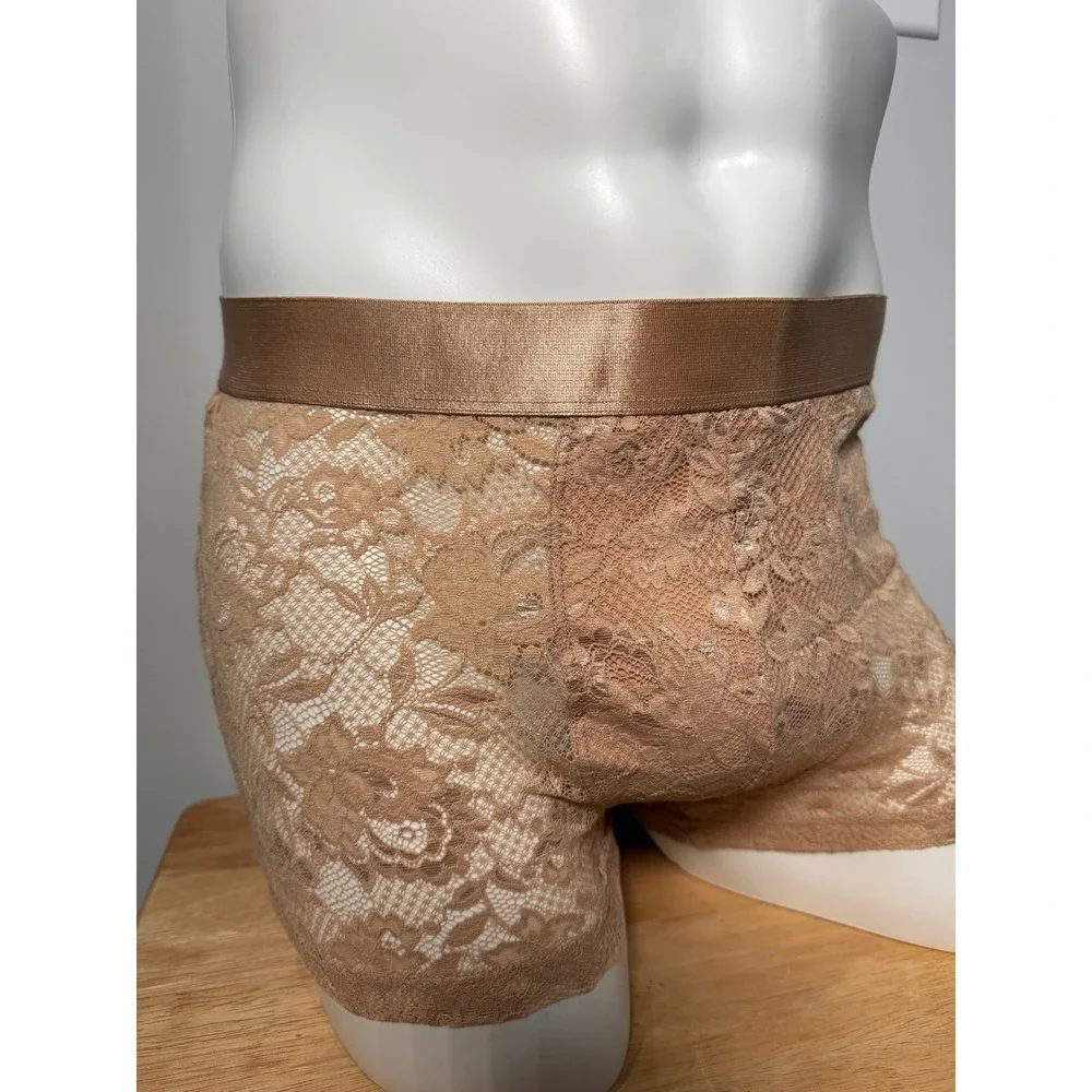 Cosabella Never Say Never Lace Trunk Shorts‎ Nude Beige Size L NEW